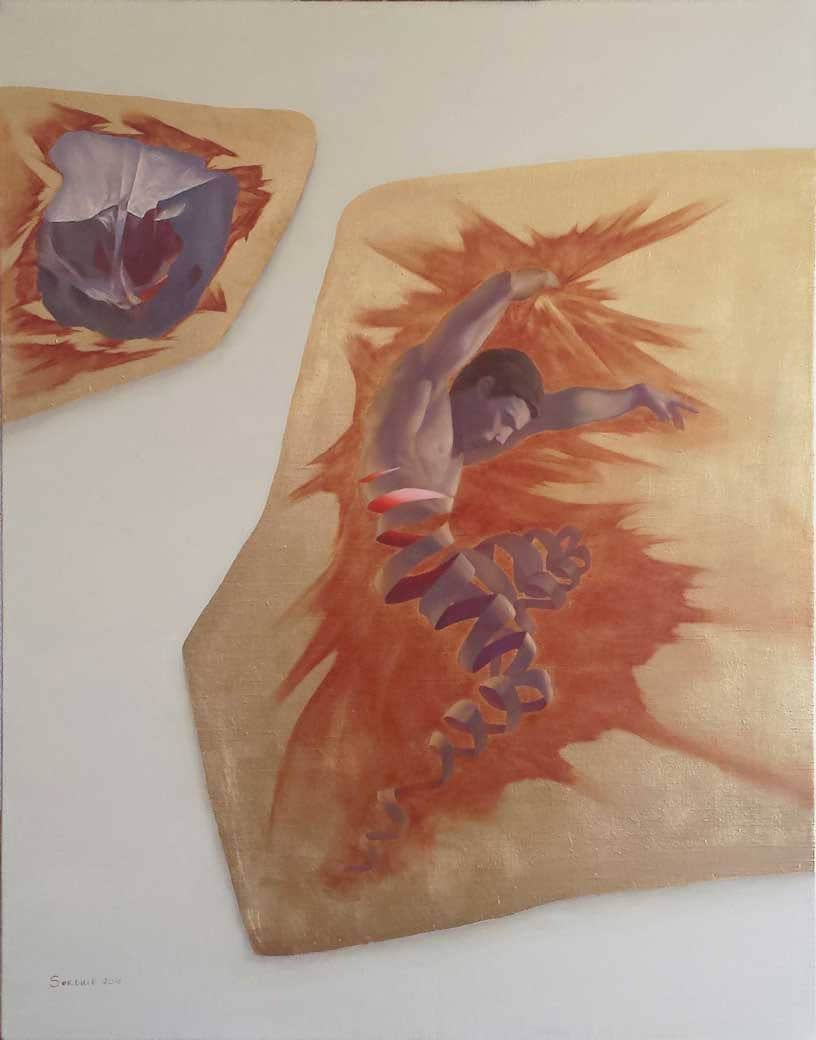 Couple Portrait Painting ∣ Gold Silver Leaf Art ∣ Mystical Unity ...