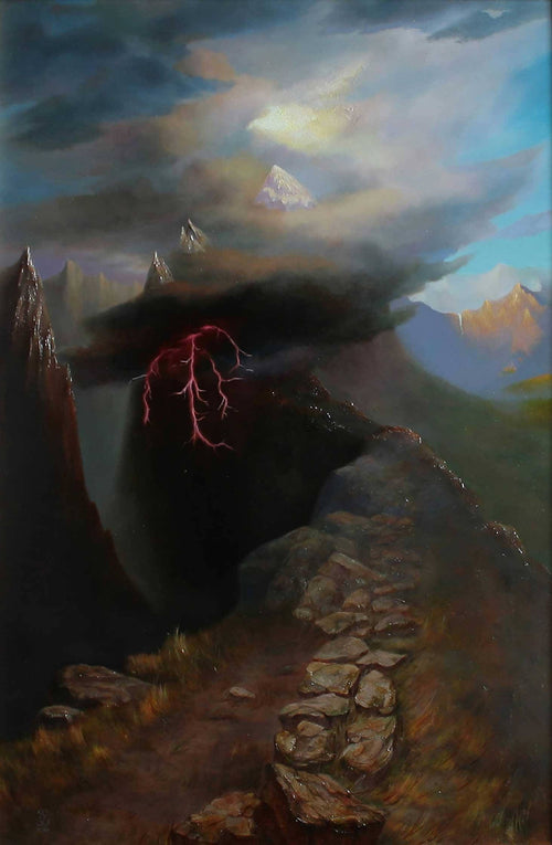 Олійний живопис з драматичними горами ∣ Бурхливий пейзаж ∣ Природний декор стін