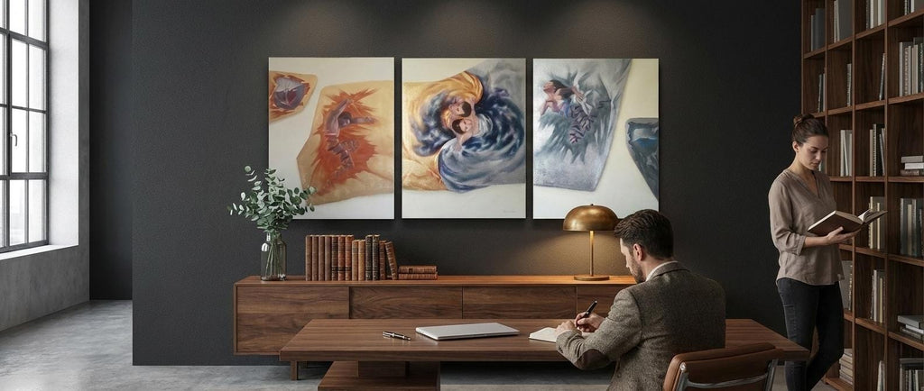 Couple Portrait Painting ∣ Gold Silver Leaf Art ∣ Mystical Unity ...