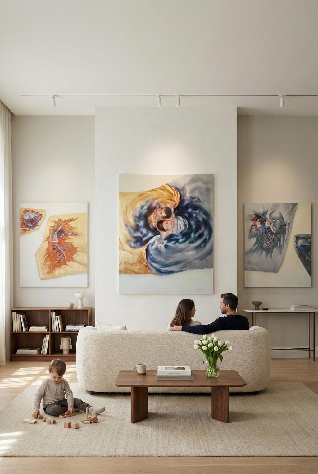 Couple Portrait Painting ∣ Gold Silver Leaf Art ∣ Mystical Unity ...